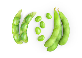 green soy beans isolated on white background