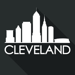 Fototapeta premium Cleveland Flat Icon Skyline Silhouette Design City Vector Art Famous Buildings