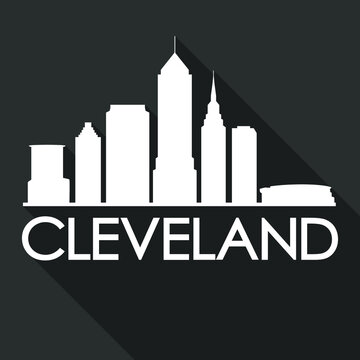 Cleveland Flat Icon Skyline Silhouette Design City Vector Art Famous Buildings
