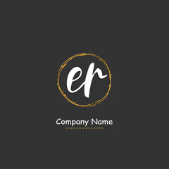 E R ER Initial handwriting and signature logo design with circle. Beautiful design handwritten logo for fashion, team, wedding, luxury logo.