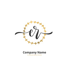 E R ER Initial handwriting and signature logo design with circle. Beautiful design handwritten logo for fashion, team, wedding, luxury logo.