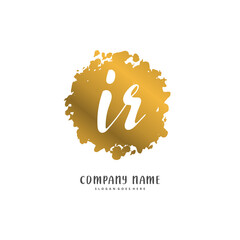 I R IR Initial handwriting and signature logo design with circle. Beautiful design handwritten logo for fashion, team, wedding, luxury logo.