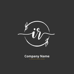 I R IR Initial handwriting and signature logo design with circle. Beautiful design handwritten logo for fashion, team, wedding, luxury logo.