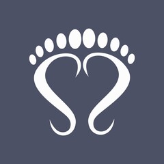 Foot template design. Creative logo, symbol, icon, emblem, letter S . Heart made of feet