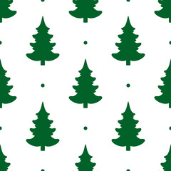 Seamless vector. Fir-tree background. Christmas tree motif. New Year wallpaper. Pines pattern. Holidays ornament. Winter pine trees image. Xmas illustration. Floral backdrop. Textile print design.