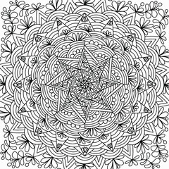 Fototapeta premium flowers and abstract figures drawn on a white background for coloring, vector, coloring book