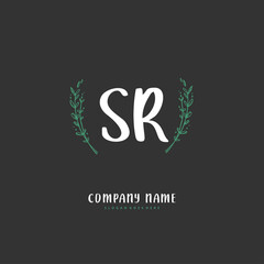 S R SR Initial handwriting and signature logo design with circle. Beautiful design handwritten logo for fashion, team, wedding, luxury logo.