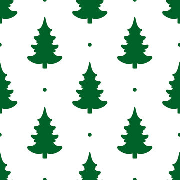 Seamless vector. Fir-tree background. Christmas tree motif. New Year wallpaper. Pines pattern. Holidays ornament. Winter pine trees image. Xmas illustration. Floral backdrop. Textile print design.