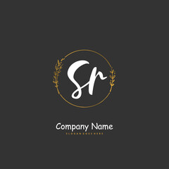 S R SR Initial handwriting and signature logo design with circle. Beautiful design handwritten logo for fashion, team, wedding, luxury logo.