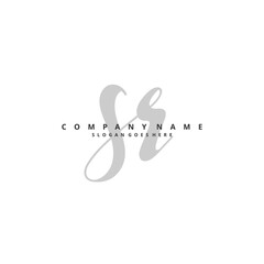 S R SR Initial handwriting and signature logo design with circle. Beautiful design handwritten logo for fashion, team, wedding, luxury logo.