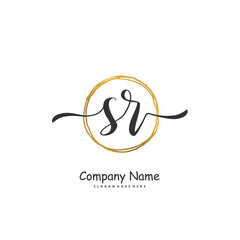 S R SR Initial handwriting and signature logo design with circle. Beautiful design handwritten logo for fashion, team, wedding, luxury logo.