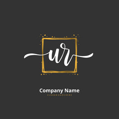 U R UR Initial handwriting and signature logo design with circle. Beautiful design handwritten logo for fashion, team, wedding, luxury logo.
