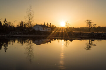 Fototapeta premium spring sunrise over Atlantic coastal residence