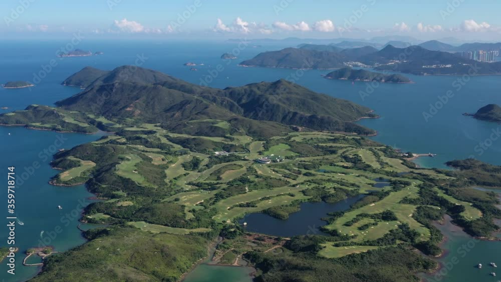 Sticker aerial view of the golf court