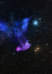 Star field in space and a nebulae. 3D rendering