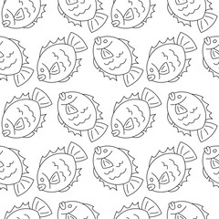 鯛　シームレスパターン　線画B