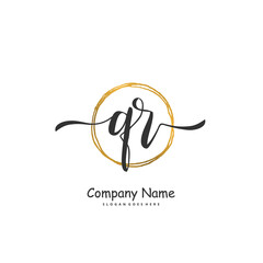 Q R QR Initial handwriting and signature logo design with circle. Beautiful design handwritten logo for fashion, team, wedding, luxury logo.