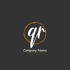 Q R QR Initial handwriting and signature logo design with circle. Beautiful design handwritten logo for fashion, team, wedding, luxury logo.