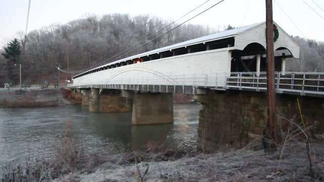 Scene of Philippi Covered Bridge in West Virginia, United States