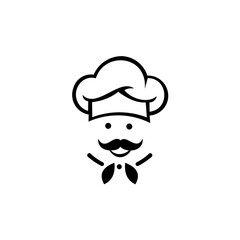 Chef in a cooking hat vector logo. Icon or symbol for design menu restaurant, cooking club, food studio or home cooking.