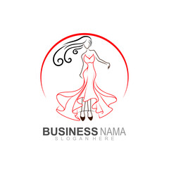 Fashion logo with a dress, Beautiful icon and line logos