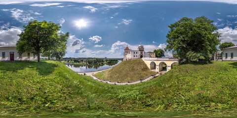 full seamless spherical hdri panorama 360 promenade overlooking the old city and historic buildings...