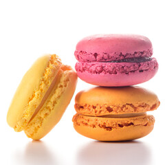 Three macaroons on white