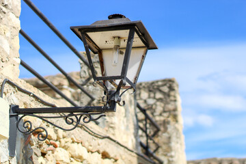 Fototapeta na wymiar Decorative street lamp in Castellet i la Gornal