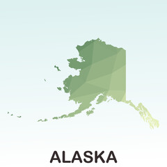 Alaska States Map, Polygonal Geometric,Green Low Poly Styles, Vector Illustration eps 10, Modern Design, High Detailed