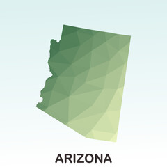 Arizona States Map, Polygonal Geometric,Green Low Poly Styles, Vector Illustration eps 10, Modern Design, High Detailed