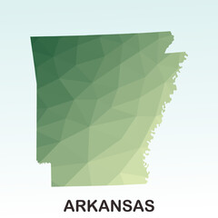 Arkansas States Map, Polygonal Geometric,Green Low Poly Styles, Vector Illustration eps 10, Modern Design, High Detailed