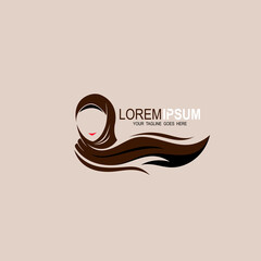 Hijab woman icon, Hijab logo with beautiful girl design template, 