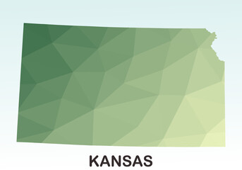 Kansas States Map, Polygonal Geometric,Green Low Poly Styles, Vector Illustration eps 10, Modern Design, High Detailed