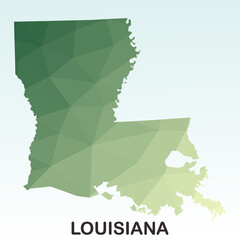 Louisiana States Map, Polygonal Geometric,Green Low Poly Styles, Vector Illustration eps 10, Modern Design, High Detailed