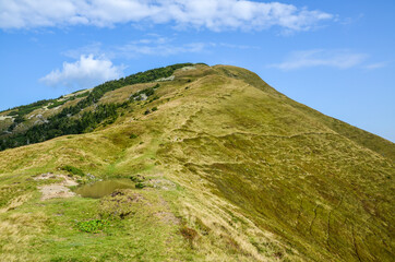 Small lake at the, one of the largest and most beautiful mountains of the Carpathians mount Strymba is an extremely popular tourist destination. Located near Kolochava village, Transcarpathia, Ukraine