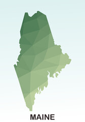 Maine States Map, Polygonal Geometric,Green Low Poly Styles, Vector Illustration eps 10, Modern Design, High Detailed