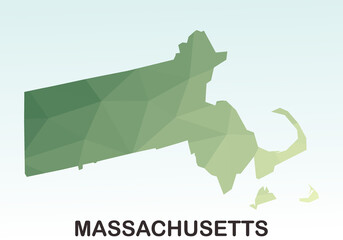 Massachusetts States Map, Polygonal Geometric,Green Low Poly Styles, Vector Illustration eps 10, Modern Design, High Detailed