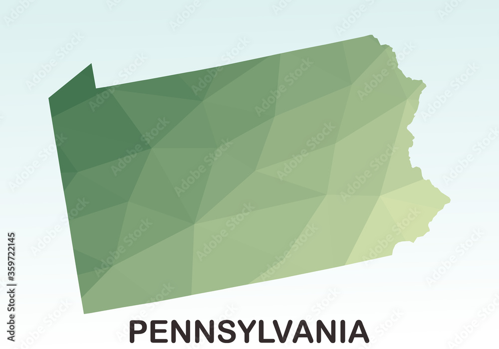 Poster pennsylvania states map, polygonal geometric,green low poly styles, vector illustration eps 10, mode