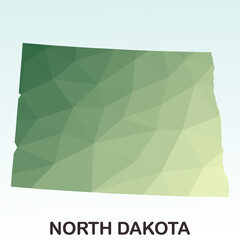 North Dakota States Map, Polygonal Geometric,Green Low Poly Styles, Vector Illustration eps 10, Modern Design, High Detailed