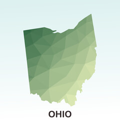 Ohio States Map, Polygonal Geometric,Green Low Poly Styles, Vector Illustration eps 10, Modern Design, High Detailed