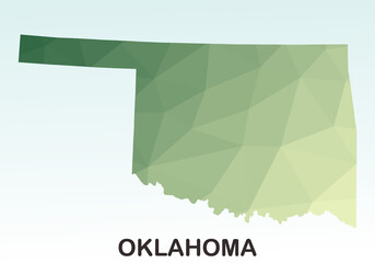 Oklahoma States Map, Polygonal Geometric,Green Low Poly Styles, Vector Illustration eps 10, Modern Design, High Detailed