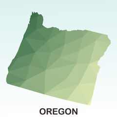 Oregon States Map, Polygonal Geometric,Green Low Poly Styles, Vector Illustration eps 10, Modern Design, High Detailed