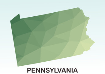 Pennsylvania States Map, Polygonal Geometric,Green Low Poly Styles, Vector Illustration eps 10, Modern Design, High Detailed