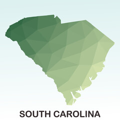 South Carolina States Map, Polygonal Geometric,Green Low Poly Styles, Vector Illustration eps 10, Modern Design, High Detailed