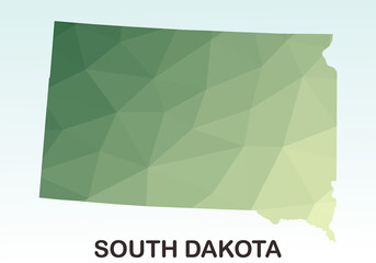 South Dakota States Map, Polygonal Geometric,Green Low Poly Styles, Vector Illustration eps 10, Modern Design, High Detailed