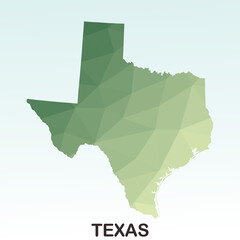 Texas States Map, Polygonal Geometric,Green Low Poly Styles, Vector Illustration eps 10, Modern Design, High Detailed