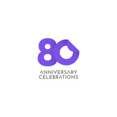 Obraz premium 80 Years Anniversary Celebration Vector Logo Icon Template Design Illustration