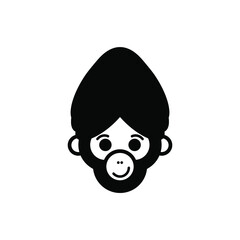 Monkey macaque animal turban logo icon sign Cartoon funny design The sacred animal of India Fashion print for clothes apparel greeting invitation card picture banner badge poster flyer websites Vector
