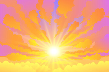 Sky, cloudy days and the sun shining in the evening. Sky Twilight Background Vector - 359723526