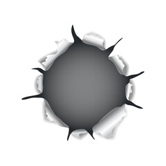 Paper hole. Realistic vector torn paper with ripped edges. Damage paper with folded sides
